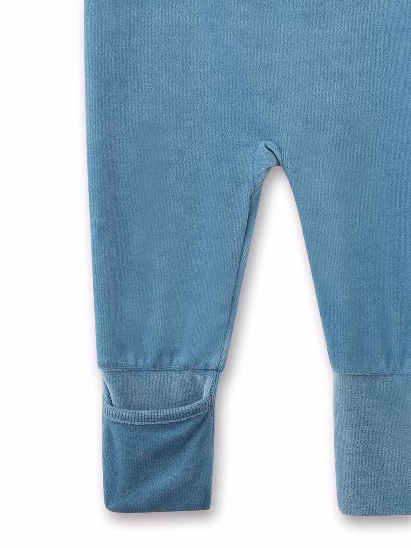 Sanetta Nicki Strampler in Blau Bär mit Füße zum Umklappen