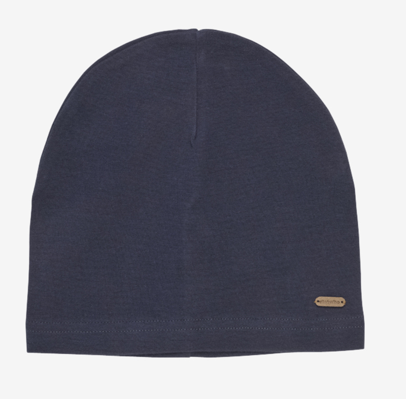 Minymo Beanie Jersey Rib Mütze in Marineblau