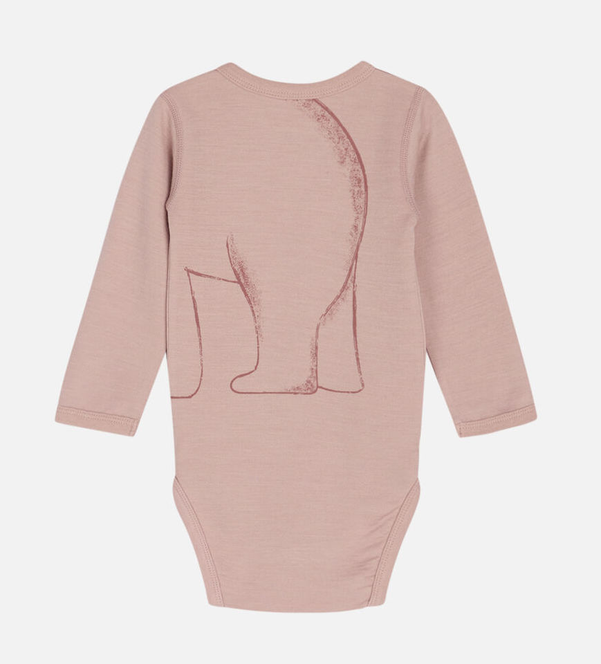Hust & Claire Baloo Wolle Bambus Body in Rosa - Eisbär & Hase
