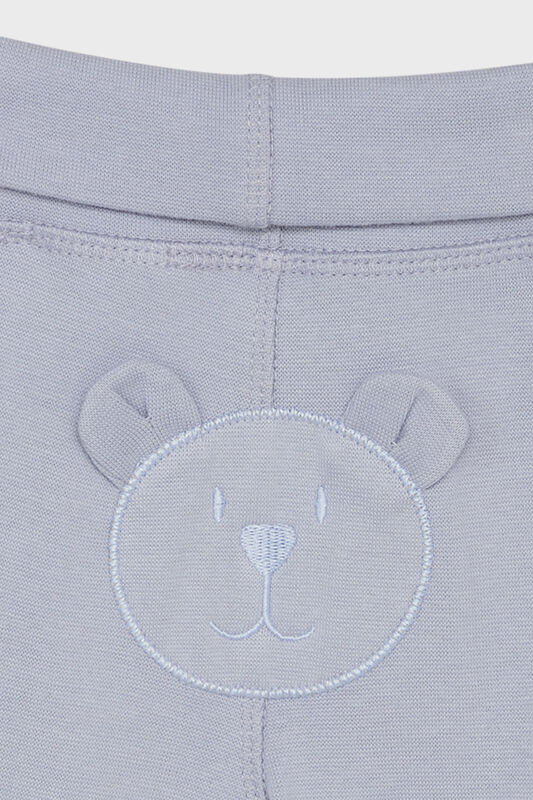 Hust & Claire Baby Jersey Jogging Hose in Rauchblau mit Bär Gesicht
