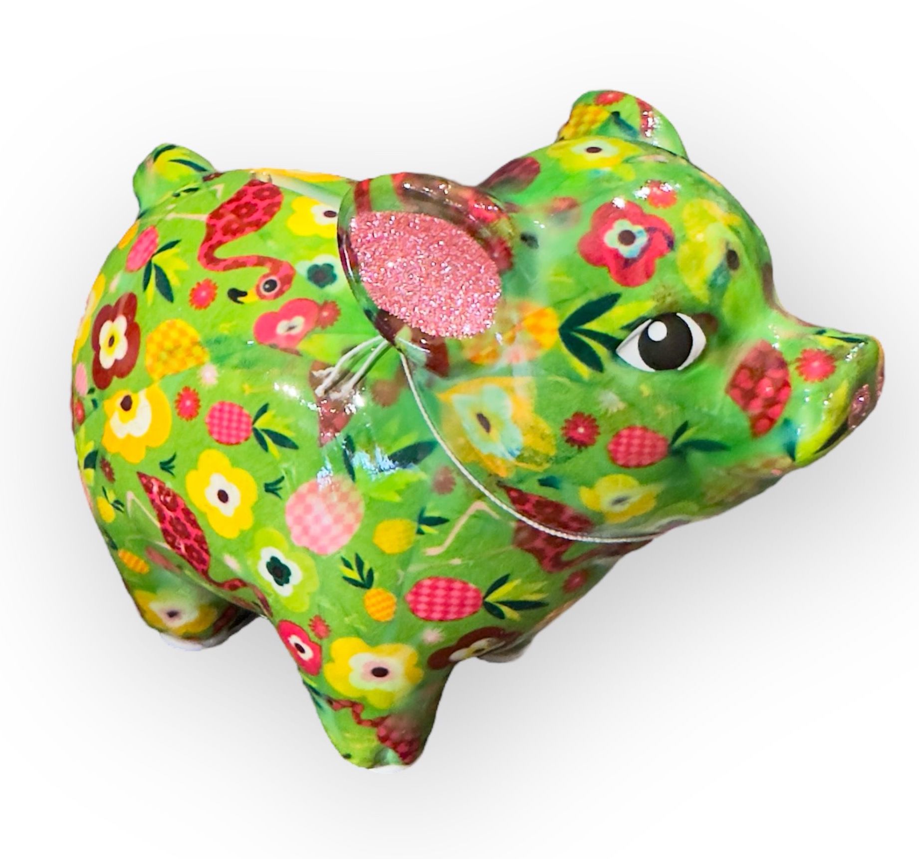 Pomme Pidou Spardose Schwein Mittelgroß - Grün Flamingo