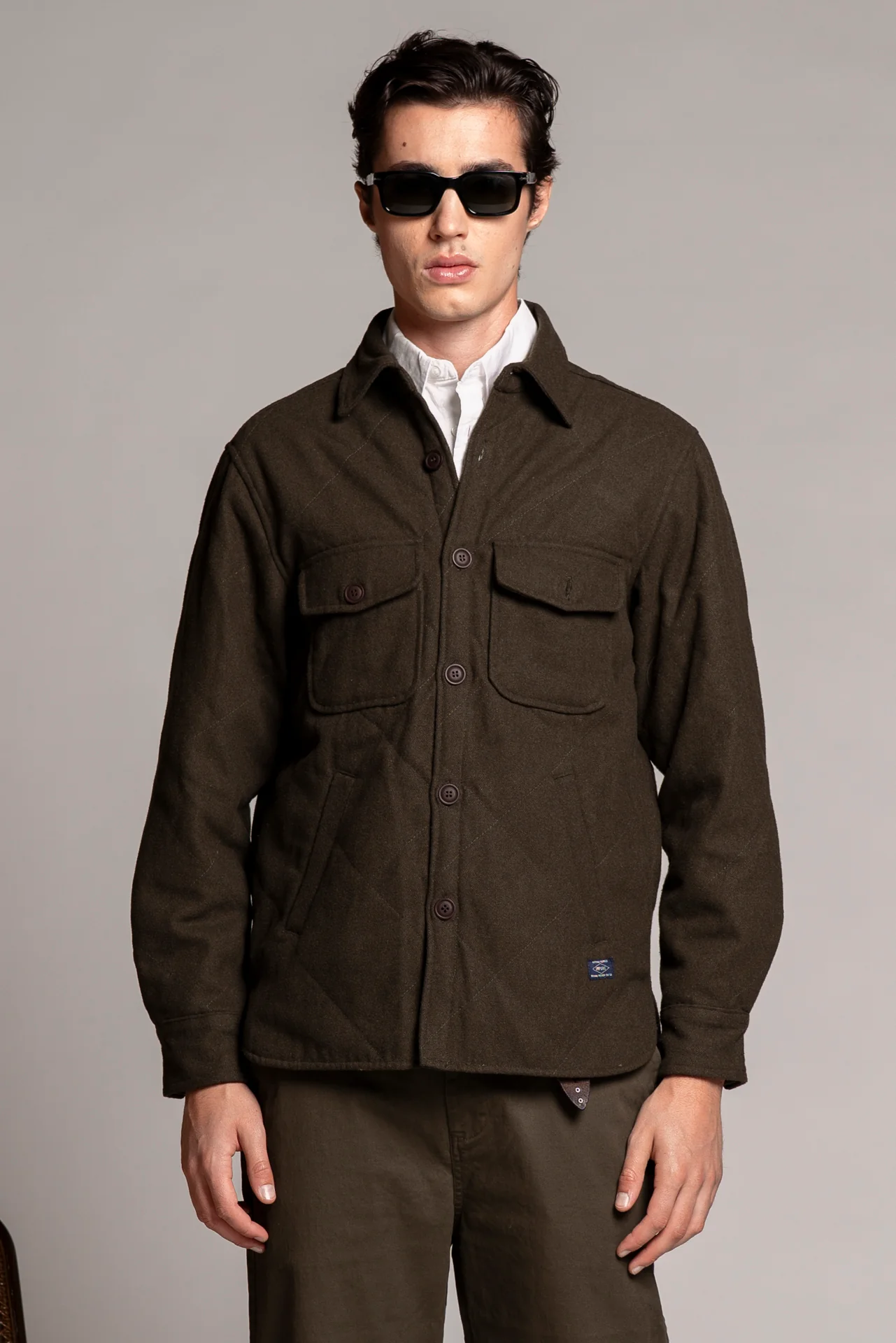 IMPURE Quilted Wolle Overshirt Jacke in Hunter Grün Braun IMPURE Quilted Wolle Overshirt Jacke in Hunter Grün Braun