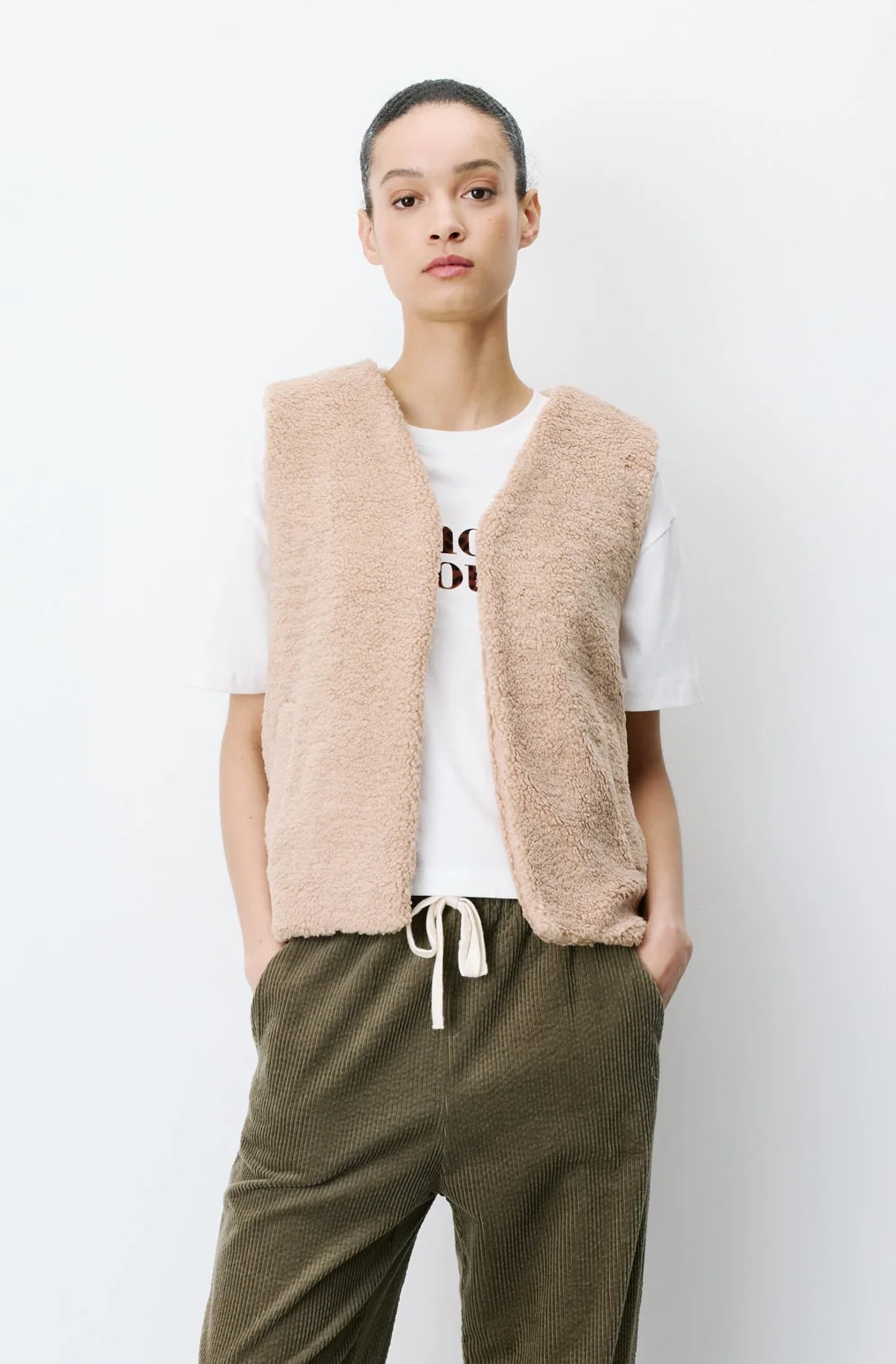 Grace & Mila Avery Teddyfell Weste in Beige Braun Grace & Mila Avery Teddyfell Weste in Beige Braun