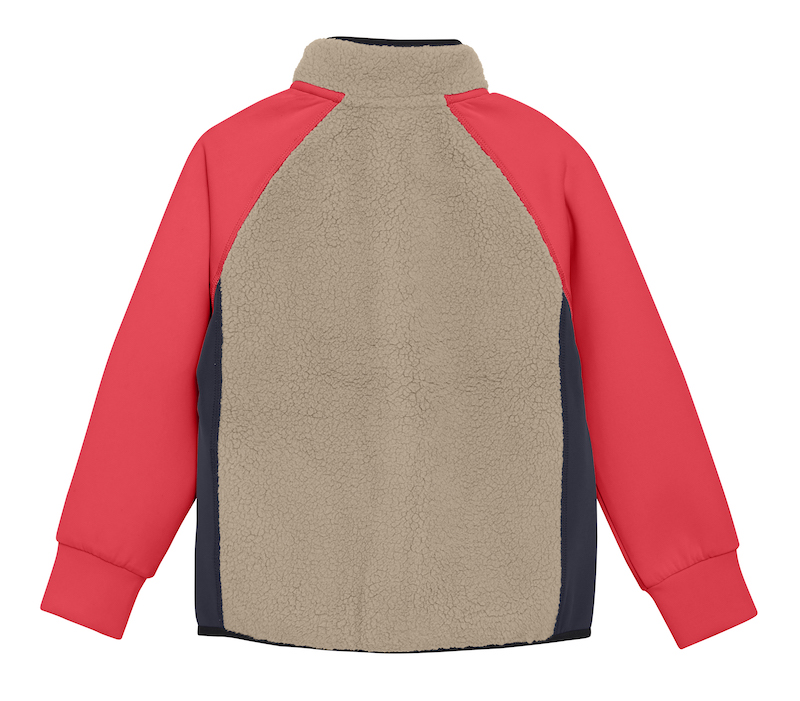 Color Kids Teddy-Fleecejacke in Beige, Navy and Neon Pink 