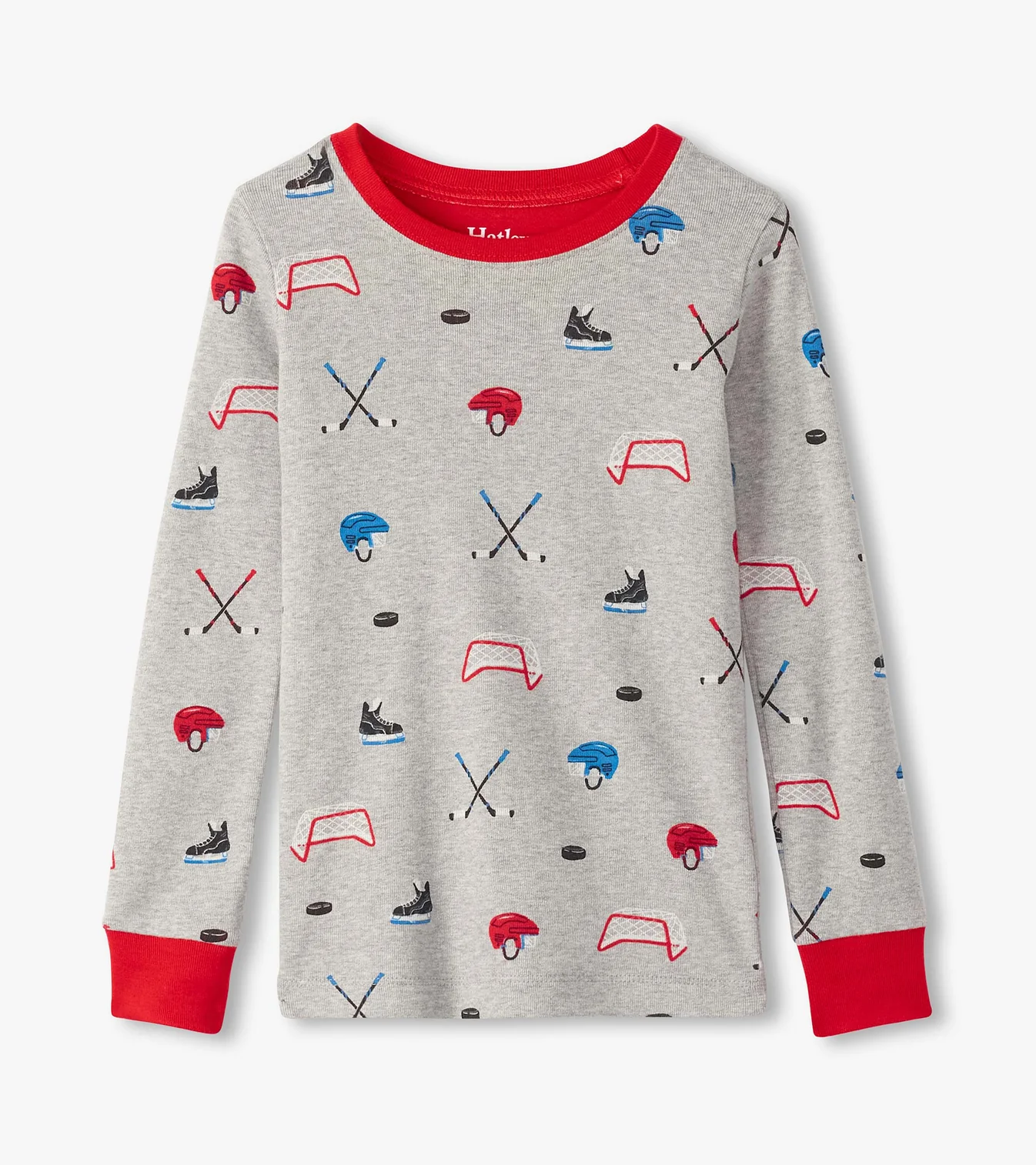 Hatley Langarm Baumwolle Pyjama in Grau - Eishockey Hatley Langarm Baumwolle Pyjama in Grau - Eishockey