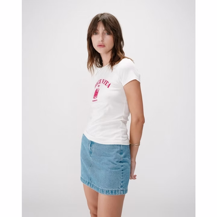 Grace & Mila T-Shirt in Weiß WRENLEY bedruckt in Hot Pink - DOLCE VITA