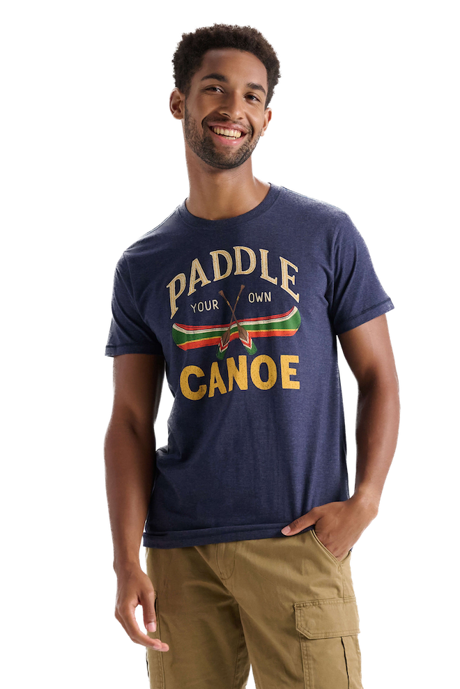 Little Blue House Herren Kurzarm T-Shirt in Navy - Paddle Your Own Canoe