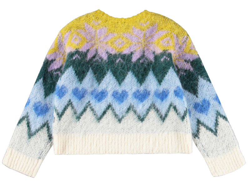 Molo Glenda Norweger Strickpulli Pullover in Grün Blau Rosa & Gelb