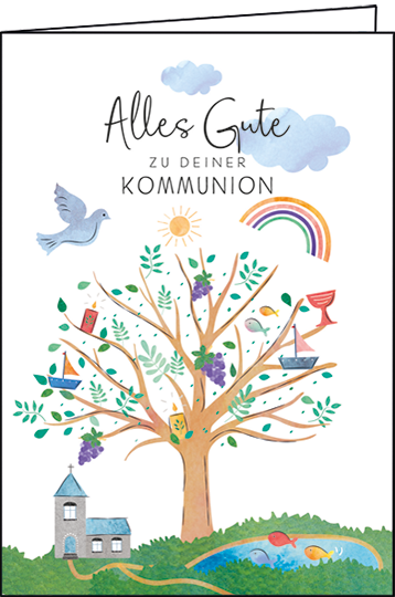Edition Gollong Grußkarte zu Kommunion - Lebensbaum & Taube