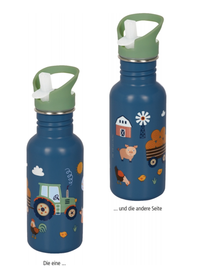 Spiegelburg Edelstahlflasche mit Bürste - Traktor