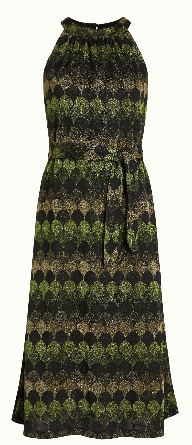 King Louie Damenkleid Virna Diva Jacquard in Grün/Schwarz - SALE