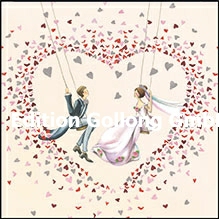 16-221 Edition Gollong Minikarte Hochzeit Schaukel Herz