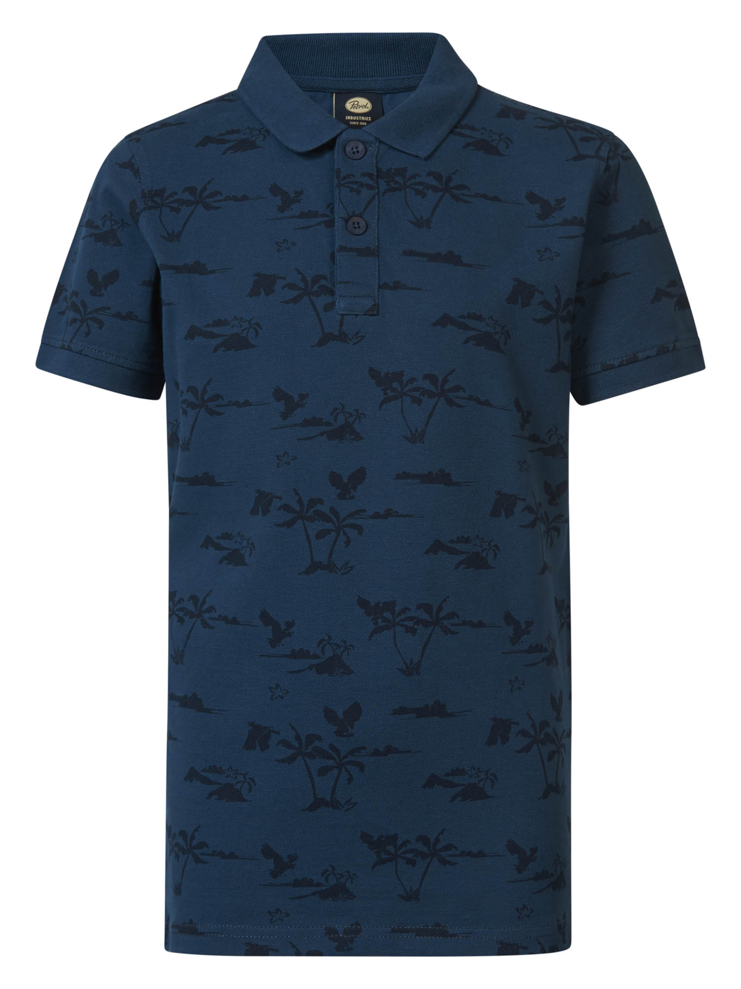 B-1040-POL928-5082_F Petrol Industries Jungs kurzarm Polo in Petrol Blue - Palmendruck