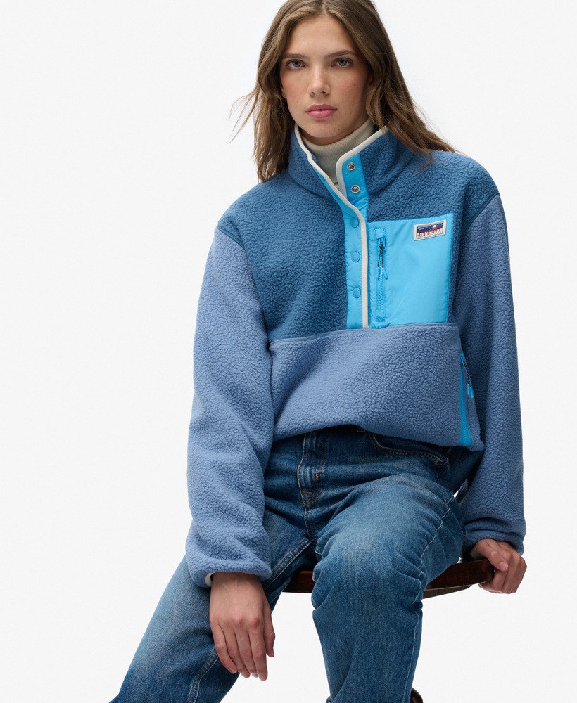Superdry Damen Fleece-Pullover - Colour Block in Blau