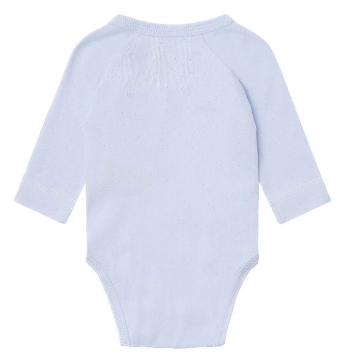 Hust & Claire Biak Langarm Wickelbody mit Lochmuster in Winter Sky Blau Hust & Claire Biak Langarm Wickelbody mit Lochmuster in Winter Sky Blau