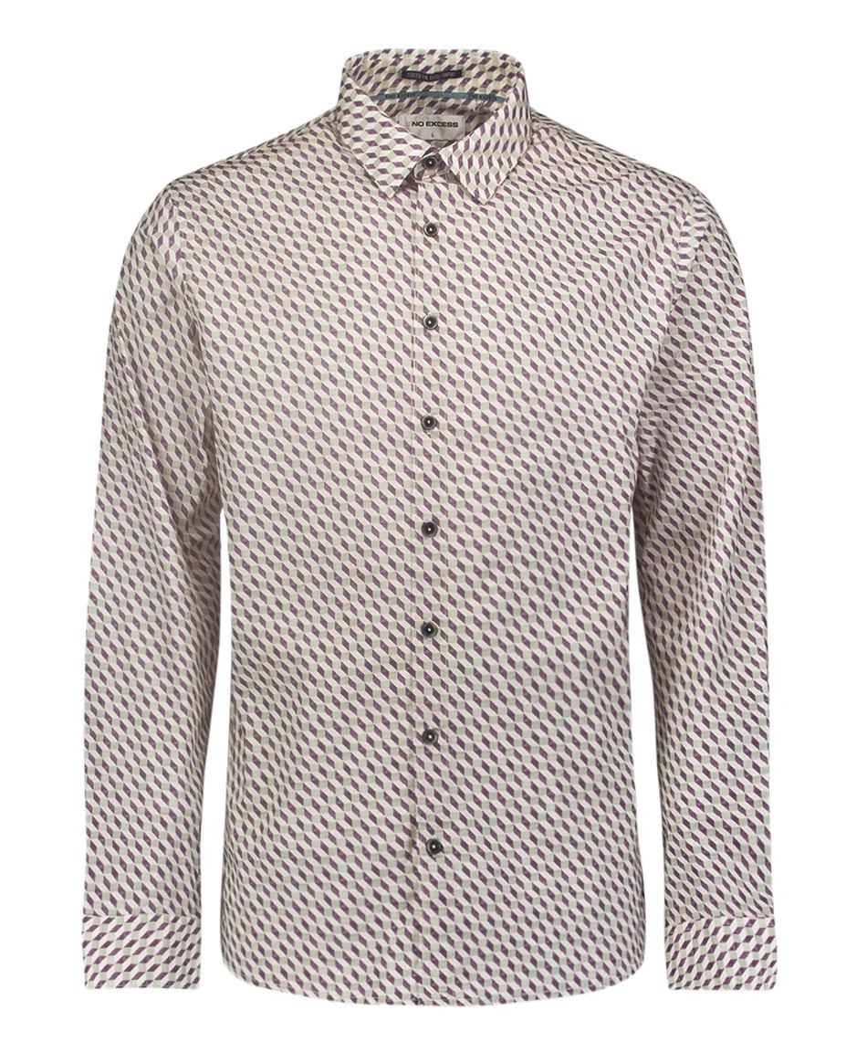 No Excess Hemd mit grafischem Muster - Aubergine