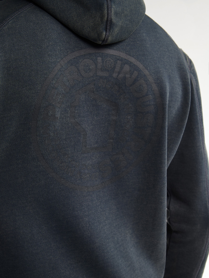 Petrol Industries Herren Kapuzenpullover in Gunmetal Washed Schwarz mit Backprint