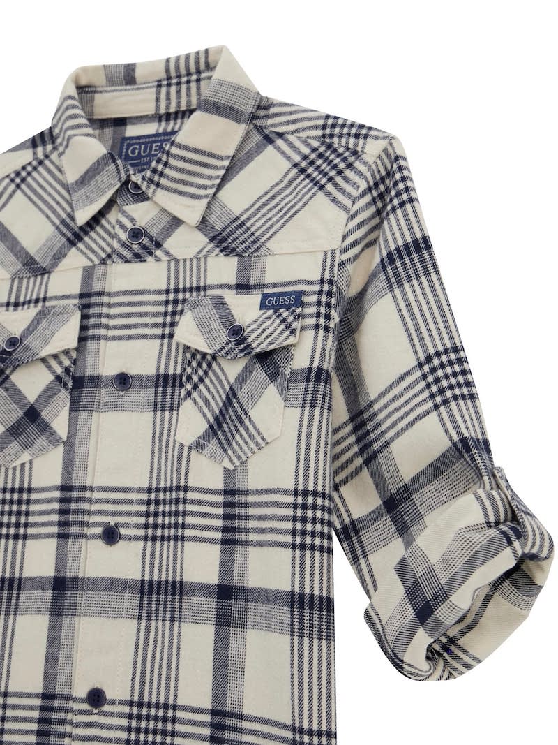 Guess Jungs Holzfeller Karo Hemd Blau Weiß Guess Jungs Holzfeller Karo Hemd Blau Weiß