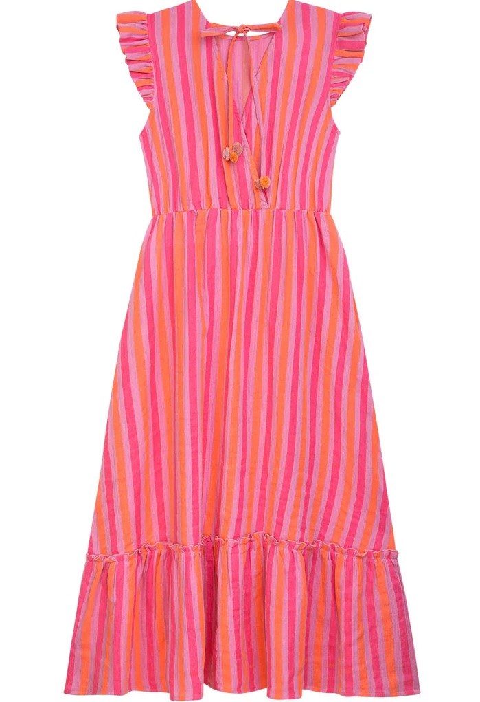 Danamade Maxikleid DJENNIE for MOM mit Neon Pink und Orange Streifen