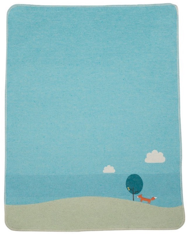 6743-57_2 David Fussenegger Juwel Baby- und Kinderdecke - in blau mit Fuchs
