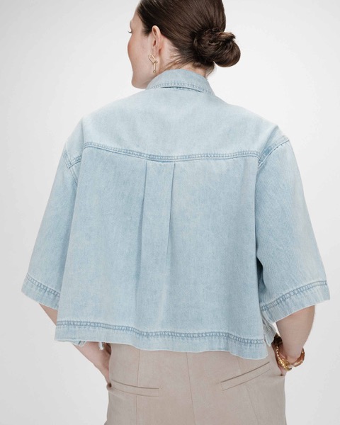 Grace & Mila Oversized Jeans Bluse Vita - Skyblue Grace & Mila Oversized Jeans Bluse Vita - Skyblue