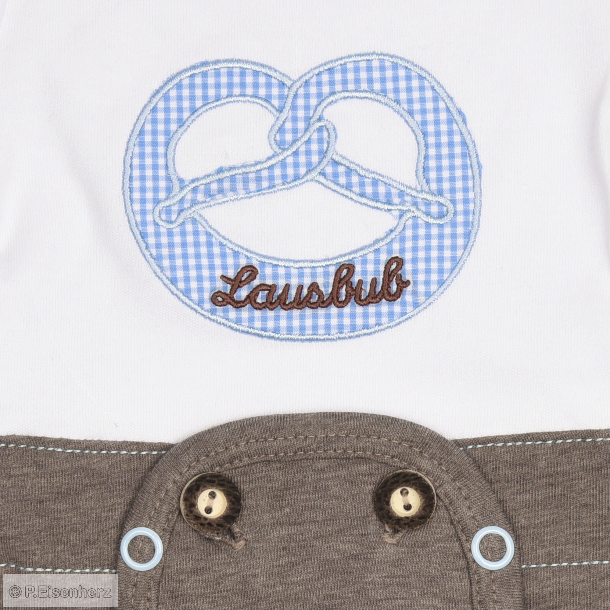 P.Eisenherz Kurzarm Body "Lederhose" Stickerei Lausbub