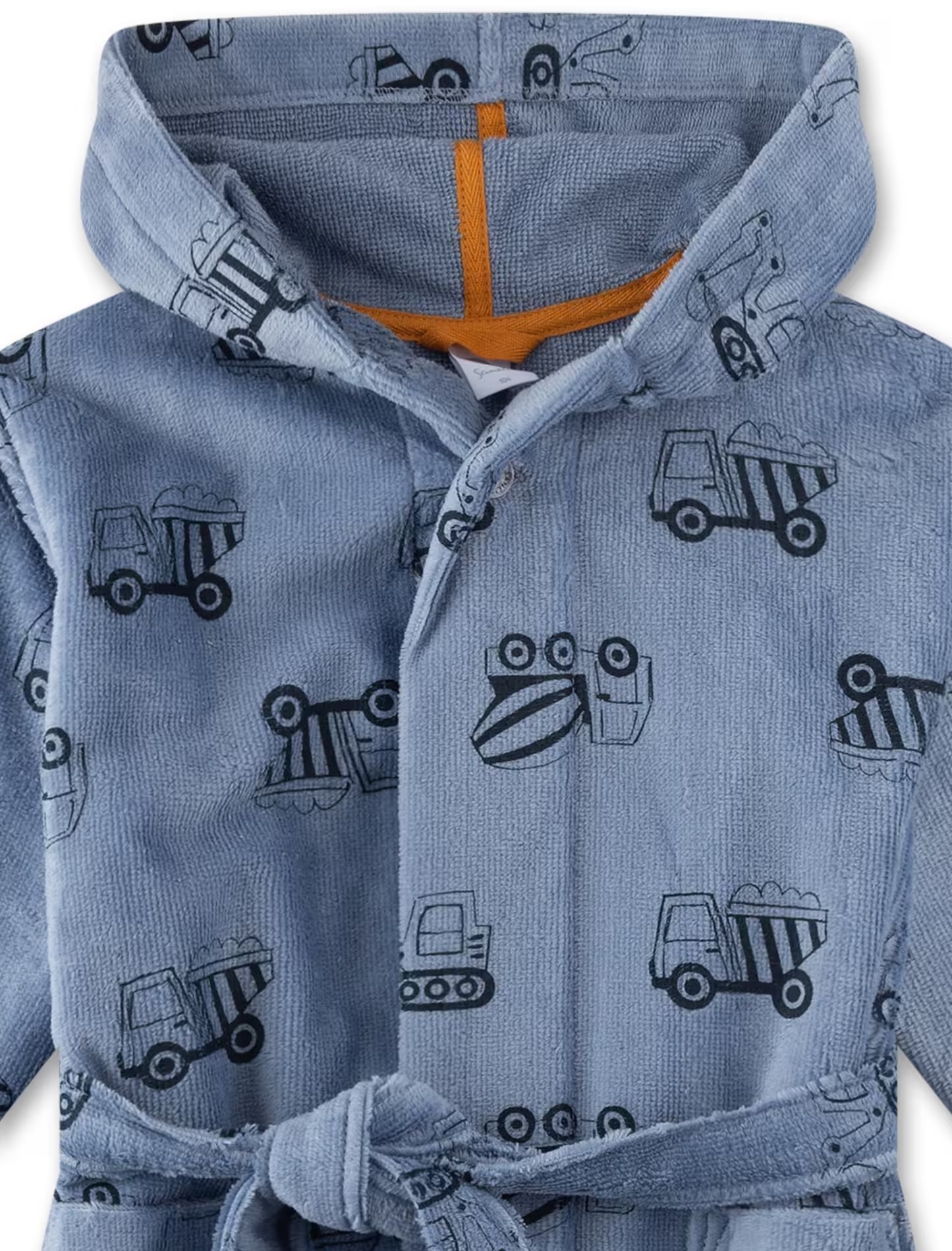Sanetta Jungs Bademantel in Blau mit Baustellenfahrzeuge