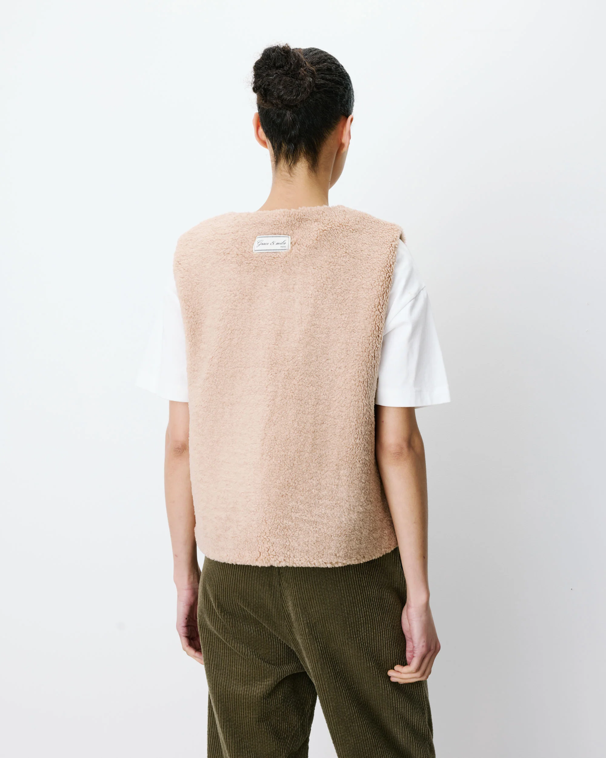 Grace & Mila Avery Teddyfell Weste in Beige Braun Grace & Mila Avery Teddyfell Weste in Beige Braun