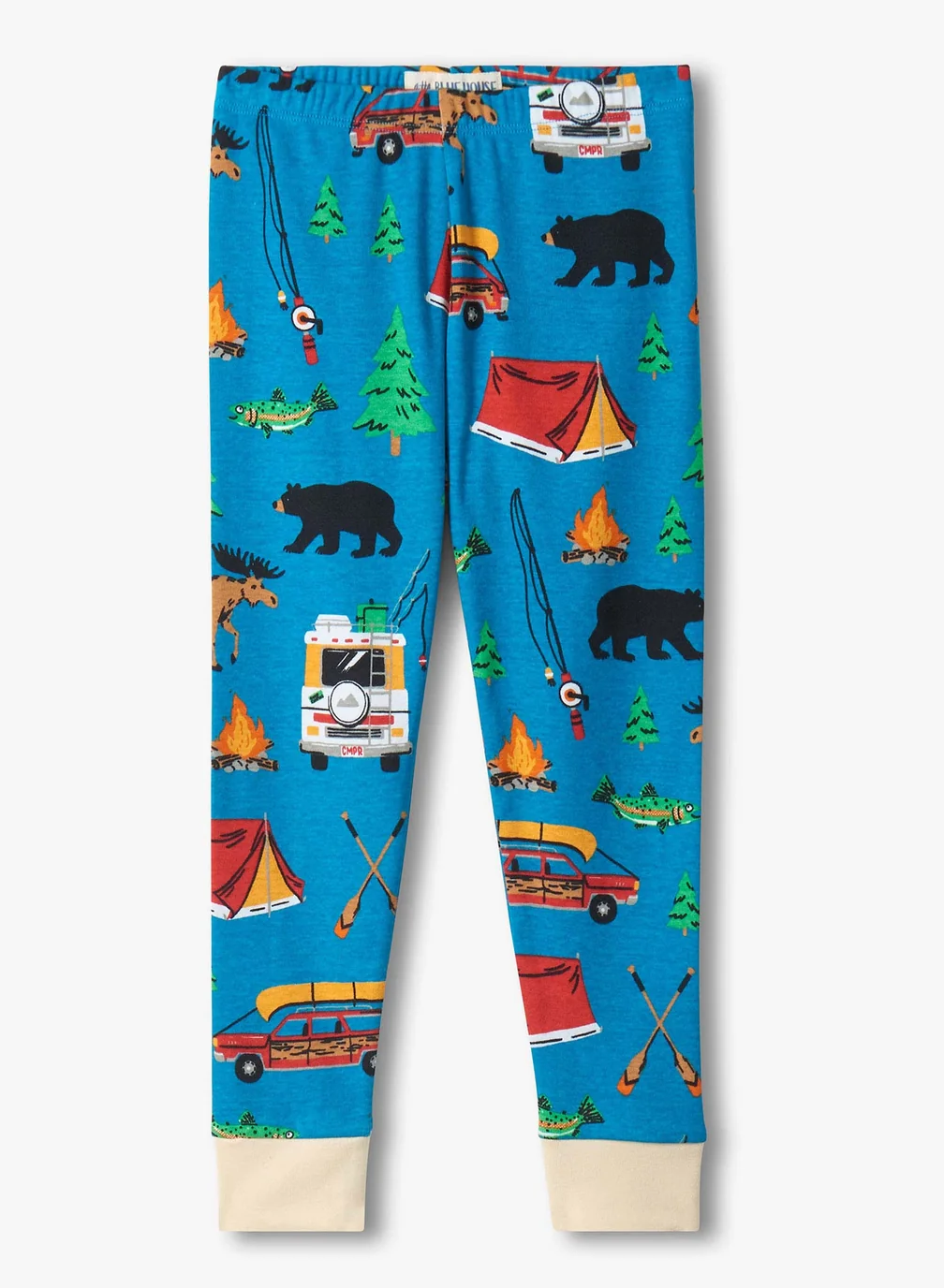 Little Blue House Pyjama in Blau - Retro Camping - Happy Camper
