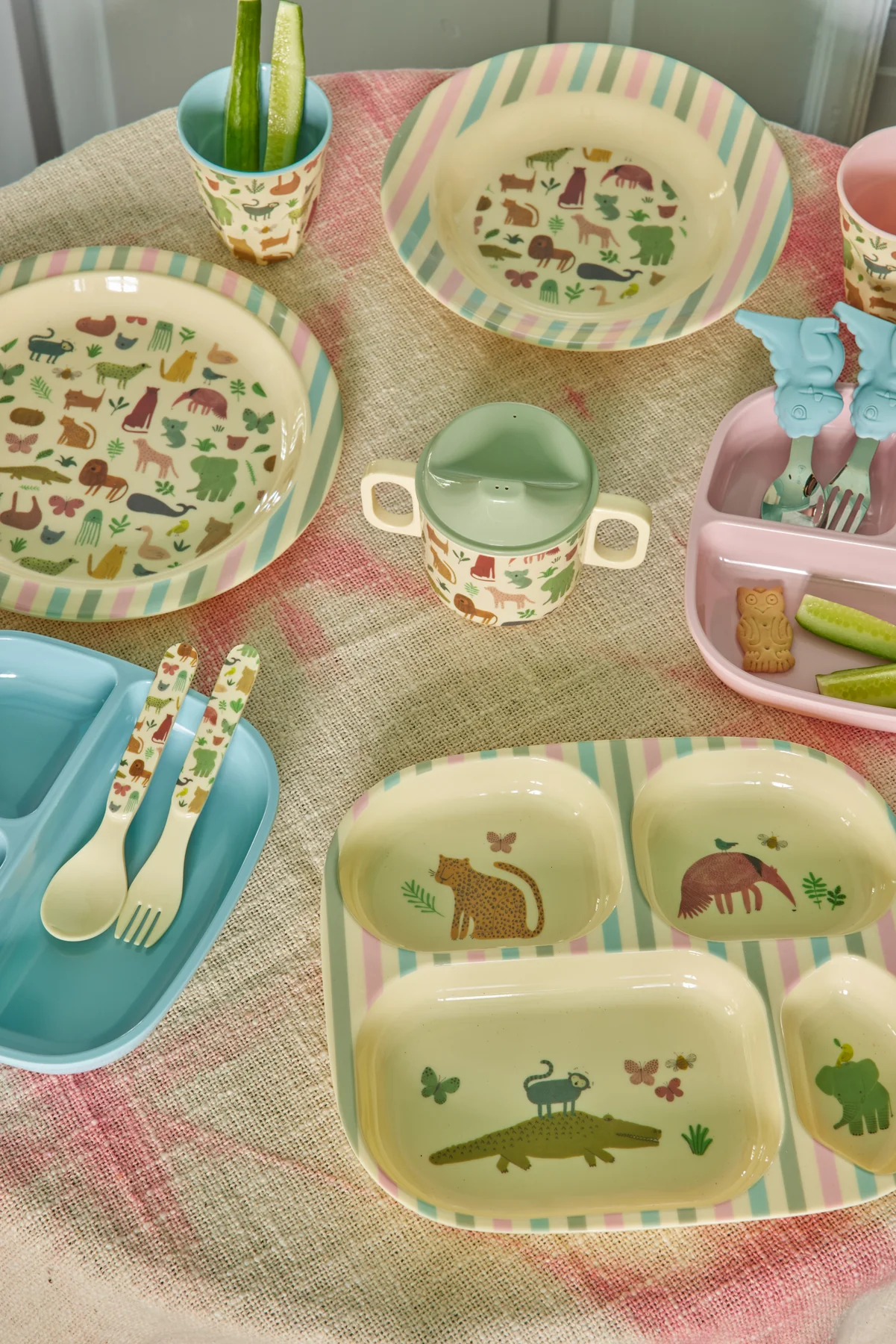 RICE-SS24-119_1800x1800-1 RICE Melamin Kinderschüssel - Mehrfarbig - Sweet Jungle Print - Wilde Tiere