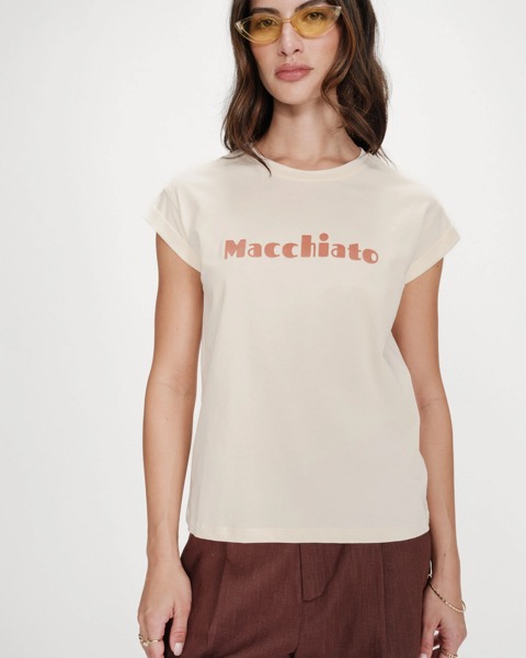 Grace & Mila T-Shirt MOCHA bedruckt - Creme Macchiato