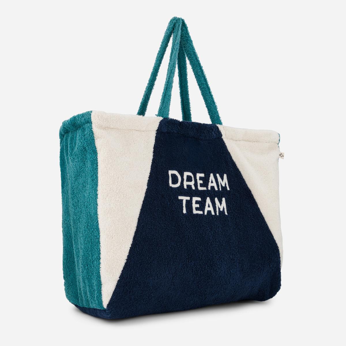 Chamaye Grand Cabas Frottee Beach Bag Strandtasche in Blau - Dream Team