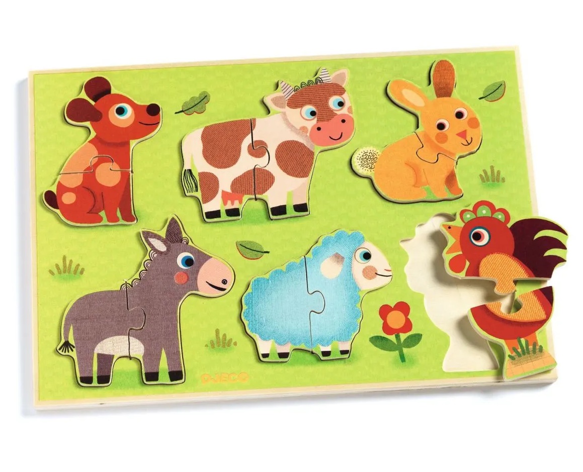 DJ01259-Kopie Djeco Holzpuzzle: Coucou cow - Farmtiere