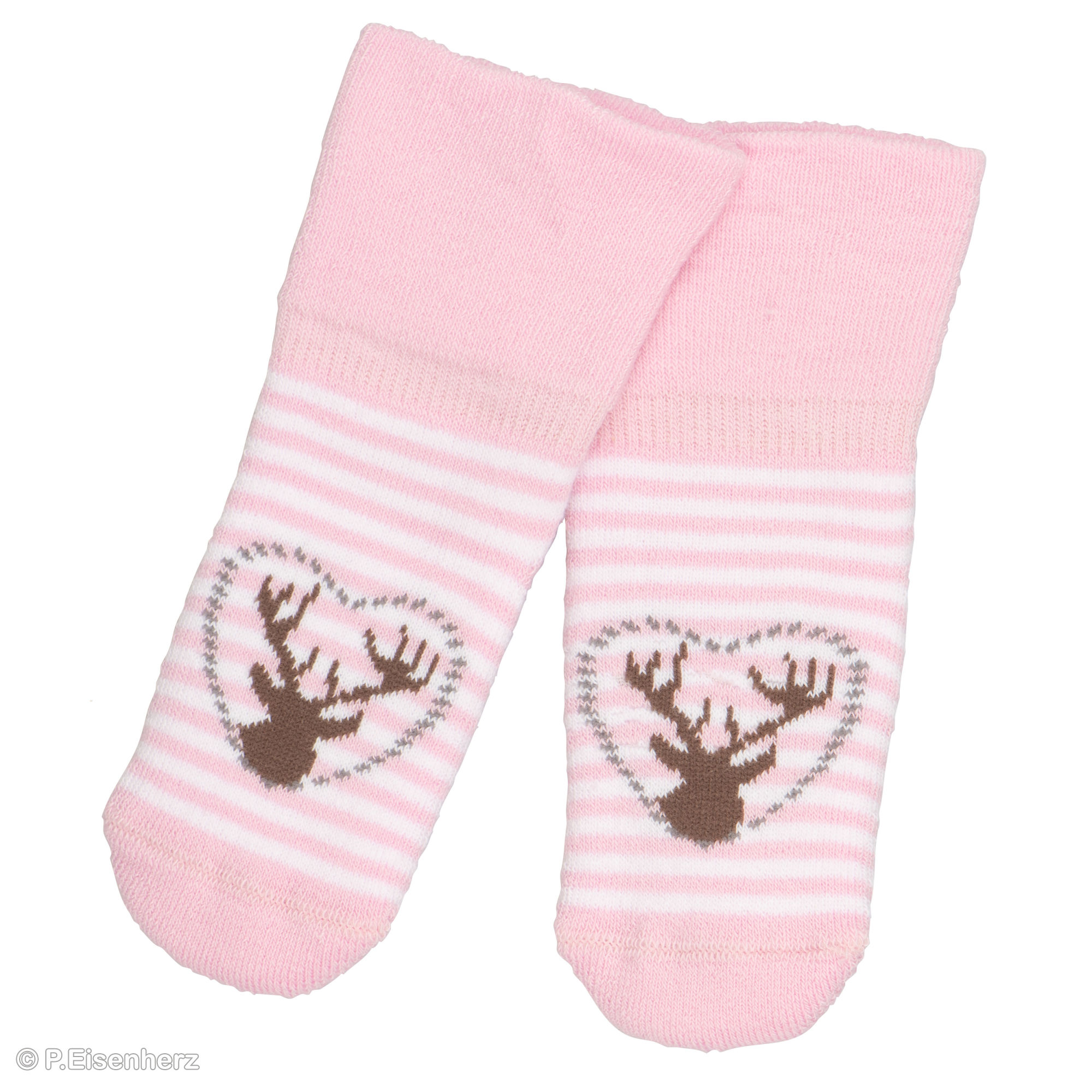 P.Eisenherz Frottee Babysöckchen Hirsch, Rosa