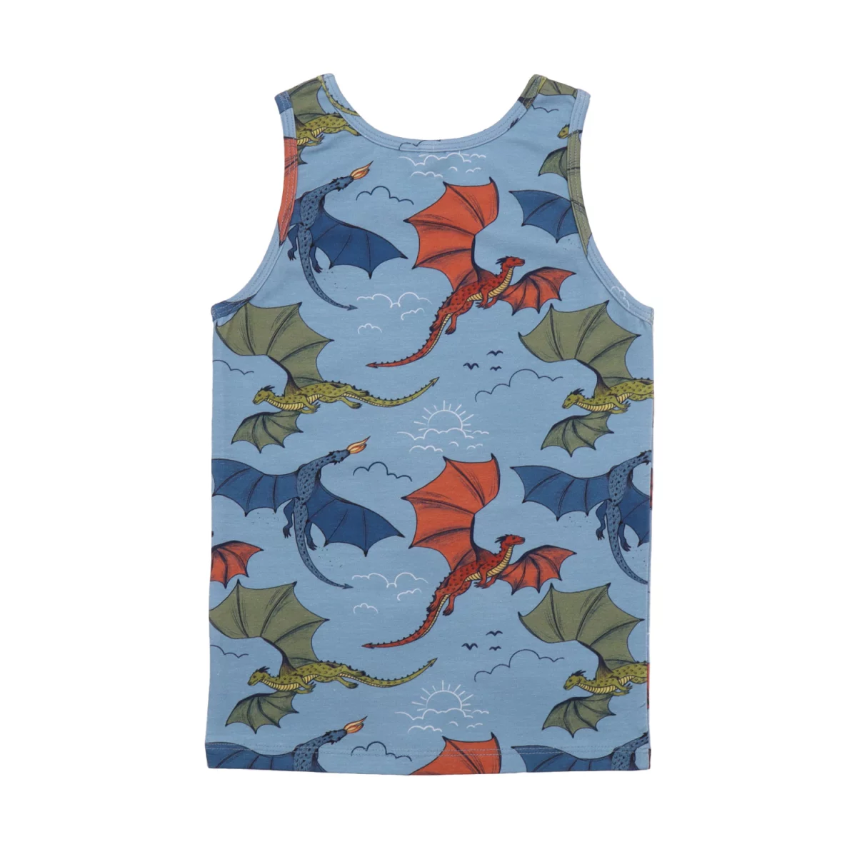 Walkiddy Unterhemd in Blau - Colorful Dragons - Bunte Drachen