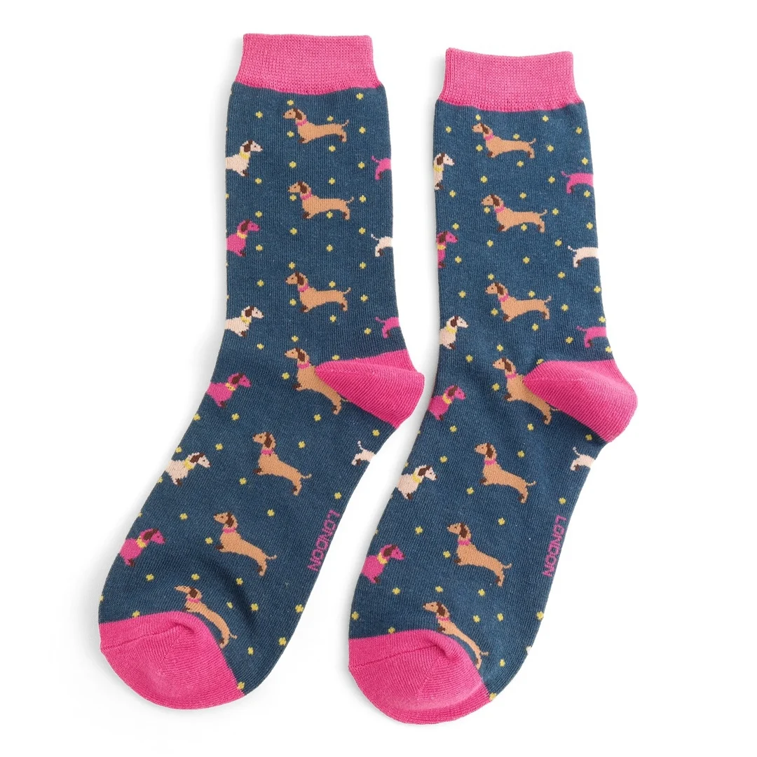 Miss Sparrow Bambus Damen Socken in Navy - Dackel Miss Sparrow Bambus Damen Socken in Navy - Dackel