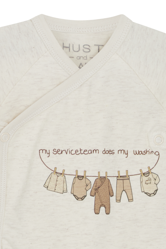 Hust & Claire Langarm Wickelbody in Creme Oatmeal - Babywäsche