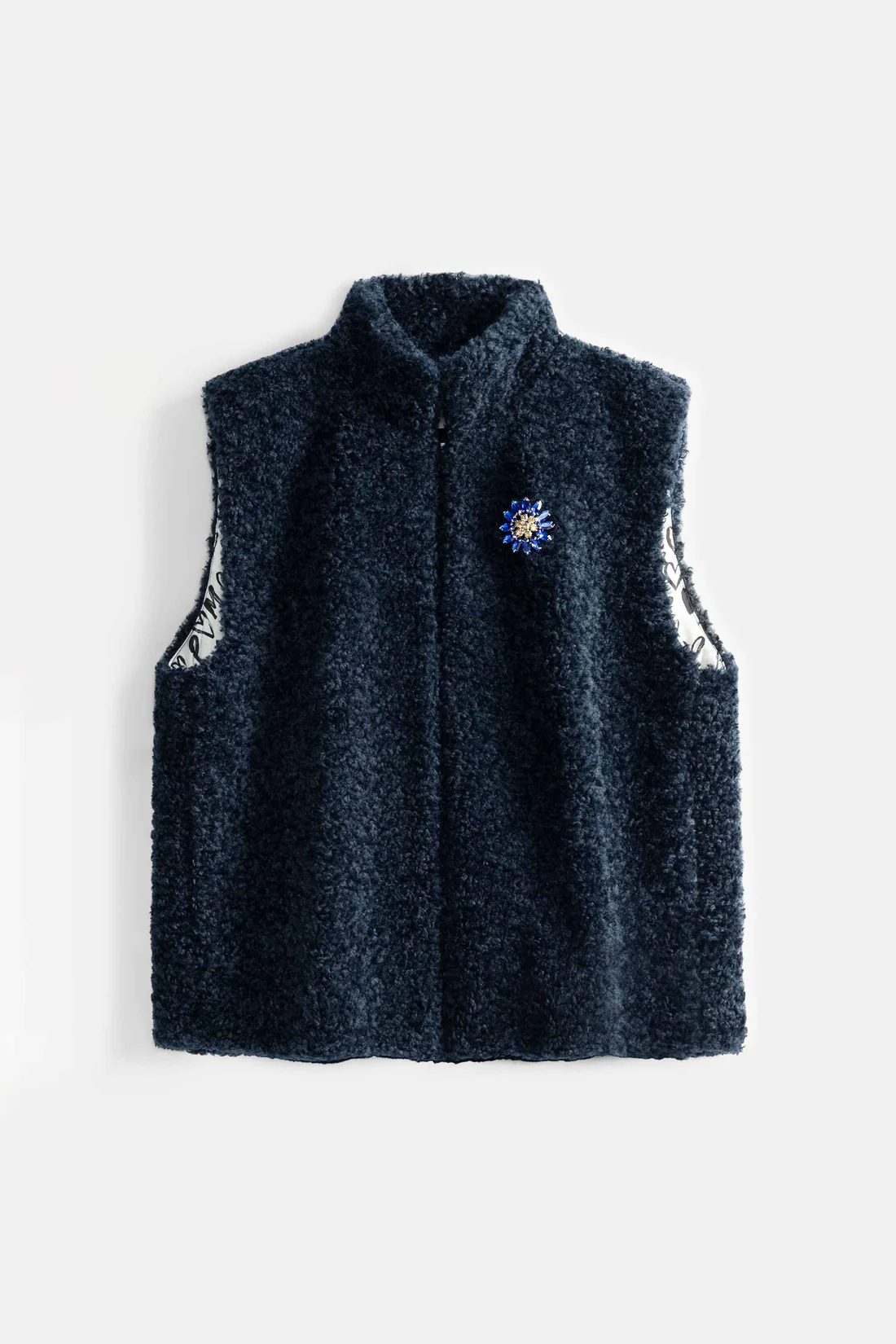 POM Amsterdam Teddy Love Weste Gilet in Dunkelblau POM Amsterdam Teddy Love Weste Gilet in Dunkelblau