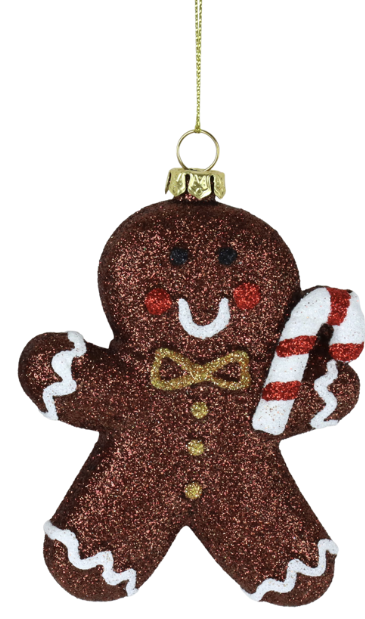 HOFF Interieur Weihnachtsschmuck - Gingerbread Man mit Glitzer -Lebkuchenmann in Braun - 1 Stück