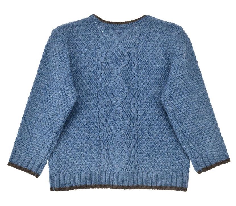 Bondi Trachten Strickjacke in Denim Blau-Melange mit Zopfmuster Bondi Trachten Strickjacke in Denim Blau-Melange mit Zopfmuster