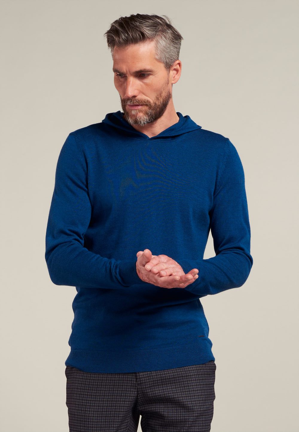 Dstrezzed Merino Wolle Hoody in Opal Blue - Blau