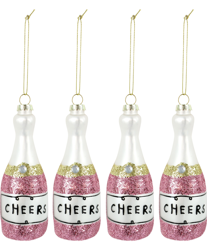 84921 Hoff Interieur Glas Weihnachtsschmuck - Cheer - Champagne Flasche