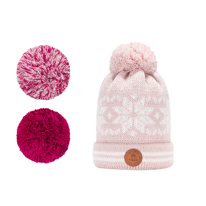 Cabaia Mütze Apple Pekin mit 3 austauschbaren Pompons - Light Pink