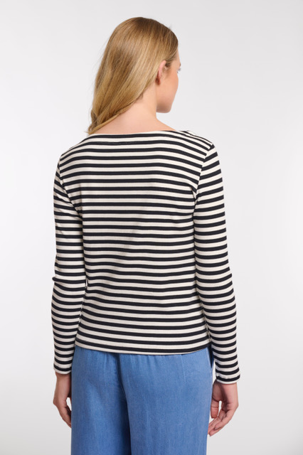 Rino & Pelle Sienna Langarmshirt mit U-Boot-Ausschnitt - Schwarz/Weiß gestreift