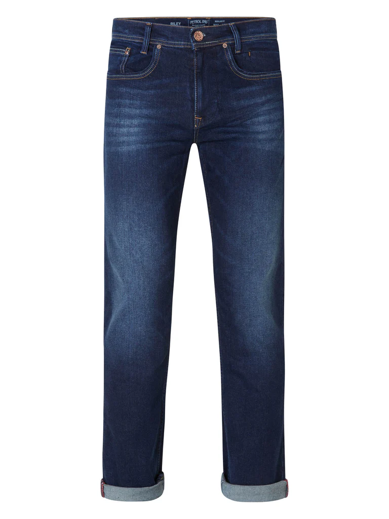 Petrol Industries Riley Regular Jeans in Medium Blue Denim