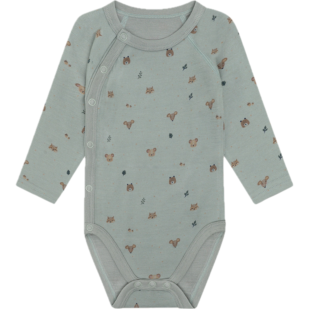 Hust & Claire Baloo Wickelbody Wolle Bambus Body in Slate Grün - Waldtiere Hust & Claire Baloo Wickelbody Wolle Bambus Body in Slate Grün - Waldtiere