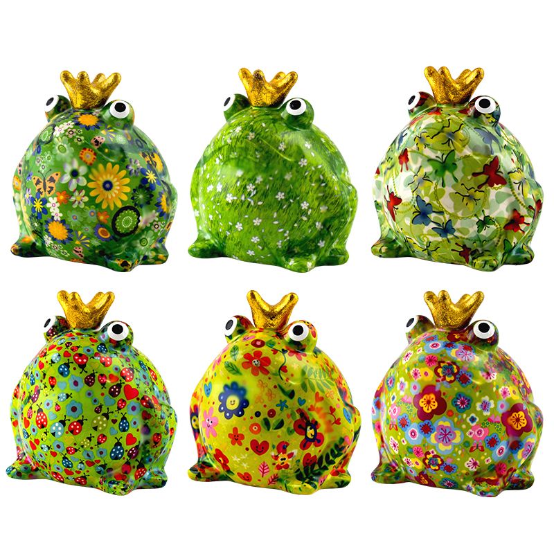 Pomme pidou Spardose Frosch Freddy Edition Grün - Grasgrün mit Gelben Blumen