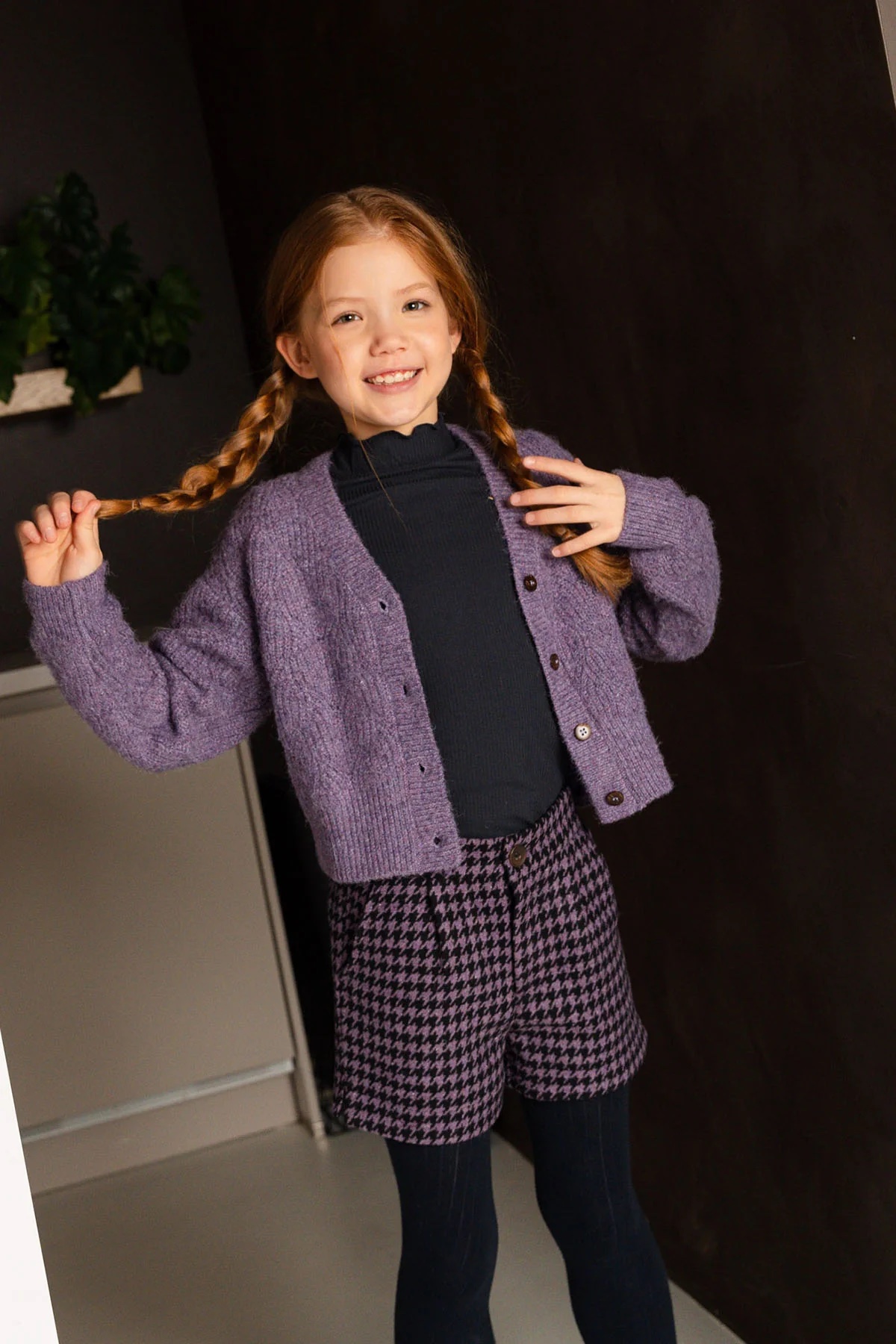 Like Flo Strickjacke mit Strickmuster - Lavendel - SALE