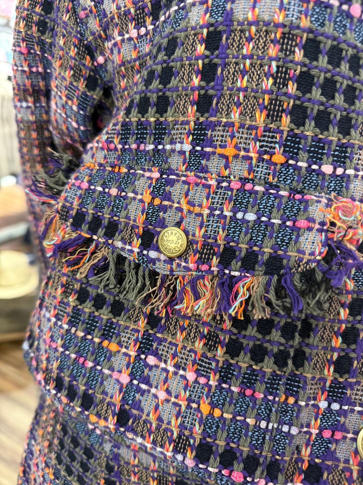 Yess Belgium Charize Blazer Tweed Boucle - Navy bunt gemustert Yess Belgium Charize Blazer Tweed Boucle - Navy bunt gemustert