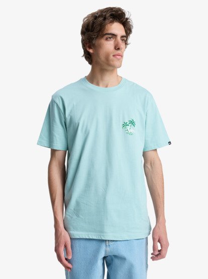 Quiksilver Evo Learning Kurzarm T-Shirt für Männer in Blue Haze Blau - Palmen